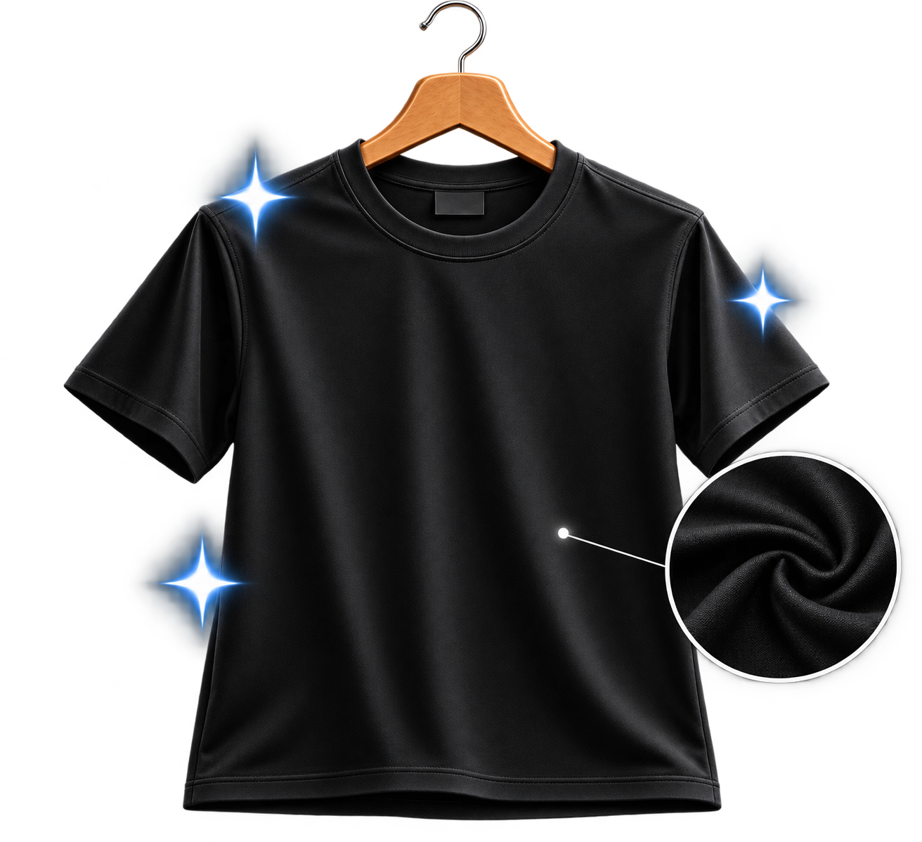 Camiseta preta lisa no cabide
