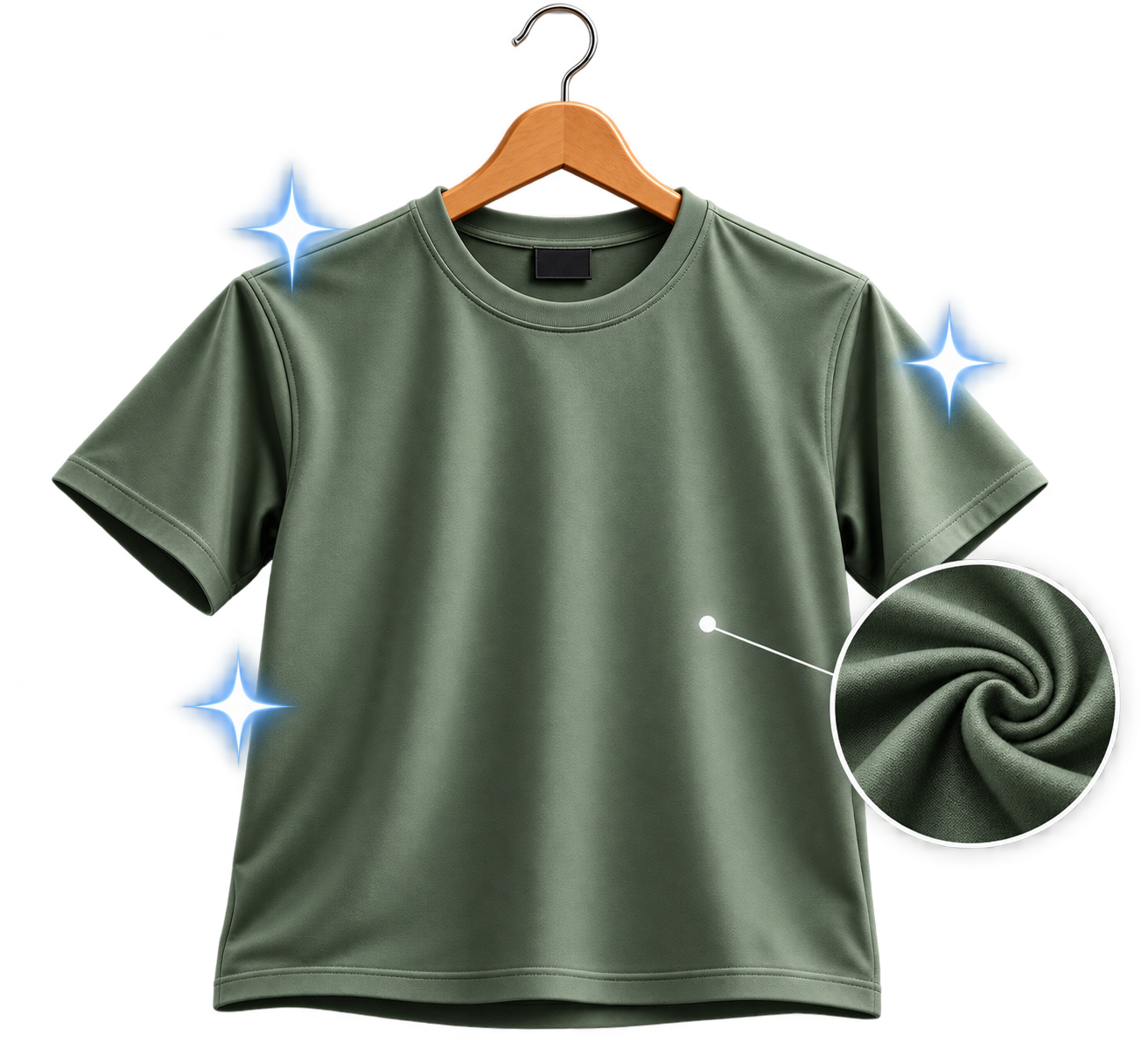 Camiseta verde lisa no cabide